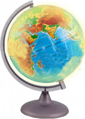 Глобус Земли физический диаметр 250 мм с подсветкой
