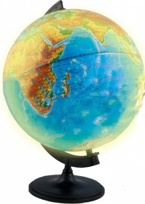 Глобус Земли физический с подсветкой диаметр 320 мм