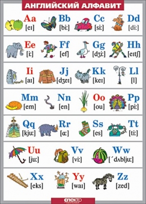 Таблица "Английский алфавит в картинках" (винил), 100*140